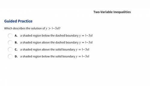 Which describes the solution of y>|−3x|?