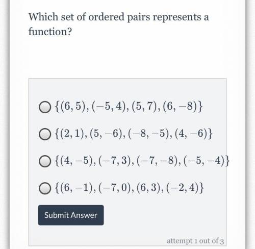 Which set of ordered pairs represent a function