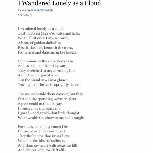 In the poem, I wandered lonely as a cloud, what does “company” refer to in this case? (“In such a j