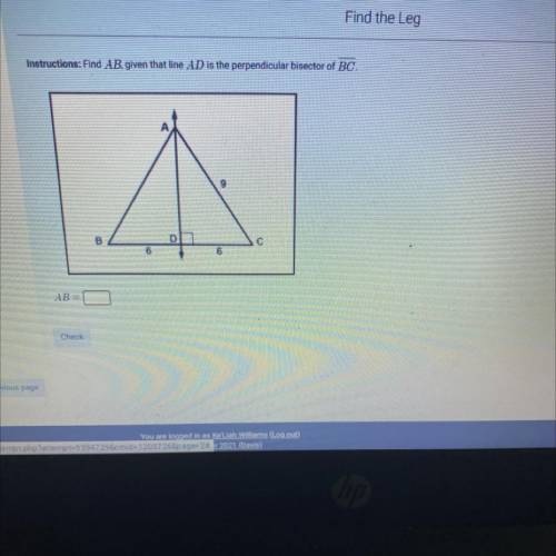 Find AB, given that line AD is the perpendicular bisector of BC