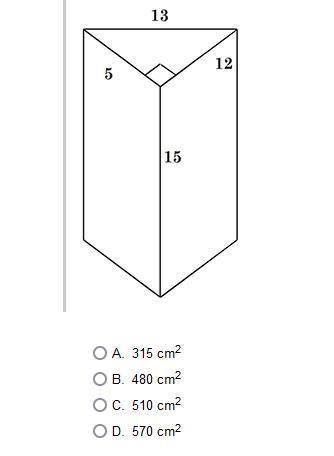 A right prism of height 15 cm has bases that are right triangles with legs 5 cm and 12 cm. Find the