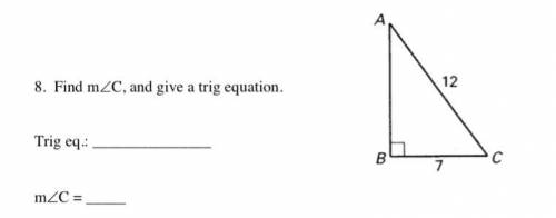 Find m(angle) and give a trig equation