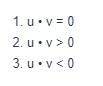 What is known about Θ, the angle between two nonzero vectors u and v, if each of the following is t