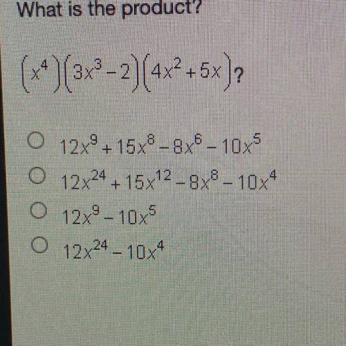 What is the product?
(x^4)3x^3-2)(4x^2 +5x)?