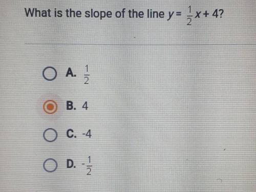 What is the slope of the line y = 1/2-x+4?​