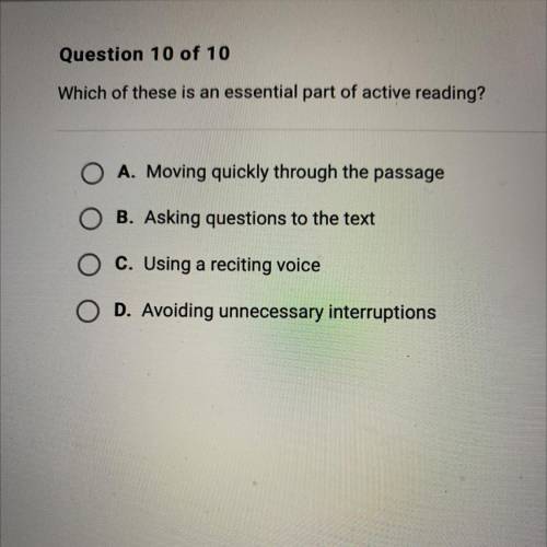 Which of these is an essential part of active reading?