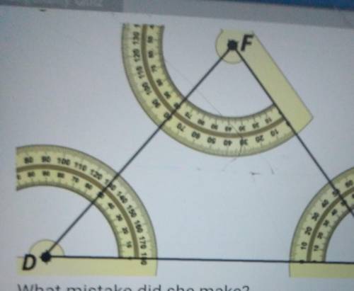 Becca is construction triangle d e f using the following angles 50°, 65°, 65°,

what mistake did s