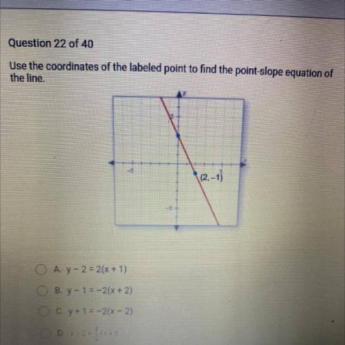 Use the coordinates of the labeled point to find the point-slope equation of the line.
(12, -1)