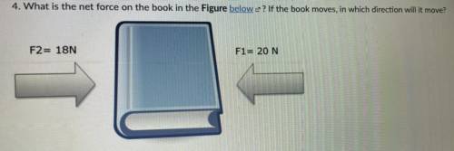 What is the force on the book in the figure below ? If the book moves, in which direction will it m