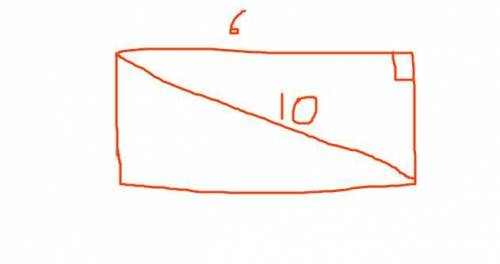 juans pencil box measures 6 cm long. if the length of the diagonal is 10 cm what is the width of the