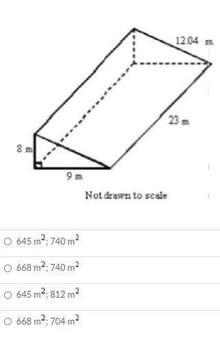PLEASE HELP!!! Use formulas to find the lateral area and surface area of the given prism. Round you