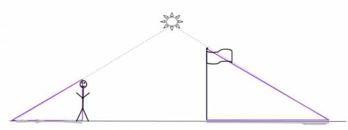 An 18-foot flagpole casts a shadow 12 feet long forming a triangle as shown in the diagram. You are