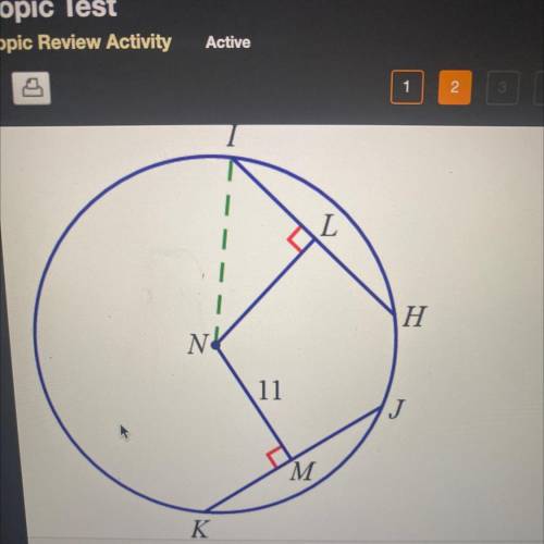 Given that NL HI and NM JK, find the radius of Circle N if JK=14. Round answer to the hundredths pl