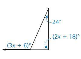 The measure of the exterior angle of the triangle is ___