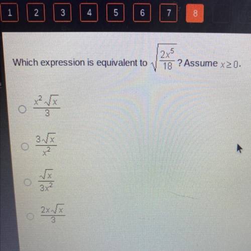 Which expression is equivalent to sqrt2x^5/18 ? Assume x>0.