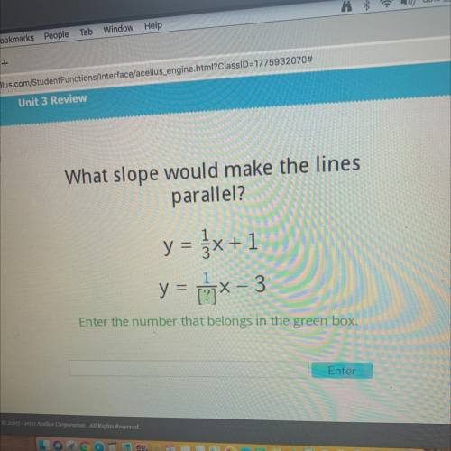 What slope would make the lines
parallel?
