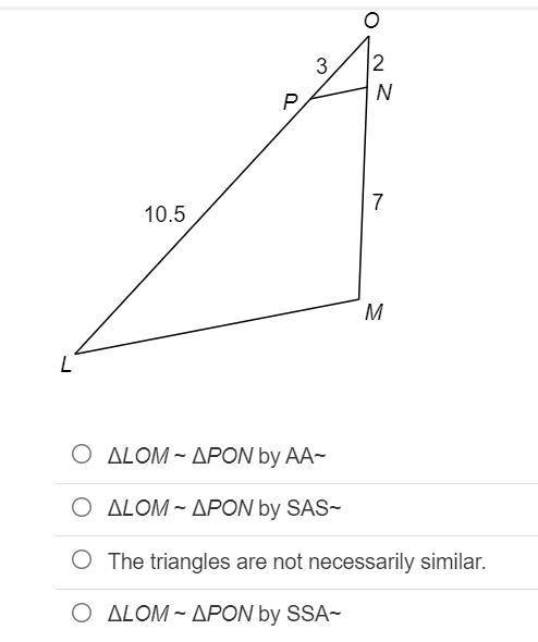 Determine whether the two triangles are similar.