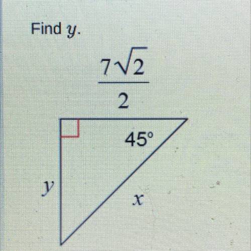 Find y on this special right triangle