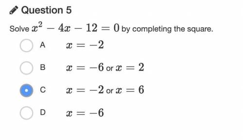 Solve x^2−4x−12=0 by completing the square. PLEASE HELP QUICK