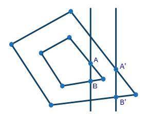 The image below shows two dilated figures with lines AB and A’B’ drawn. If the larger figure was di