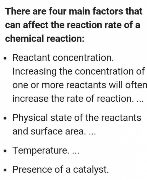 What are the factors effecting the rate of reaction?​