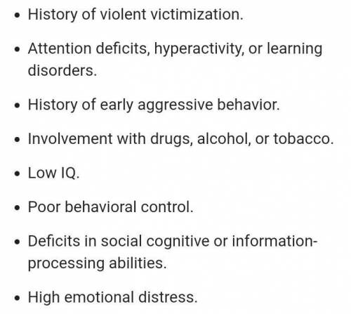 List situations or factors that may lead to violence.