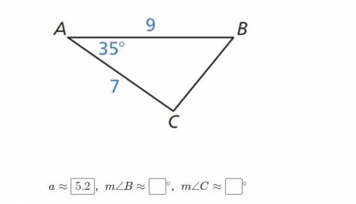 Solve the triangle. Round decimal answers to the nearest tenth.
pls pls help me answer