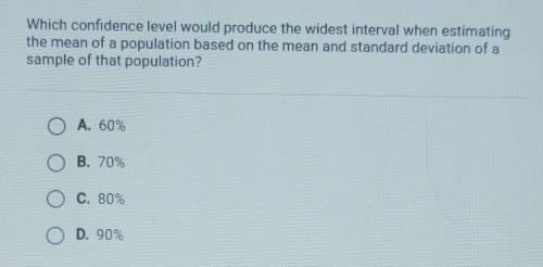Which confidence level would produce the widest interval when estimating the mean of a population