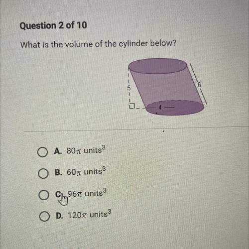 What is the volume of the cylinder below