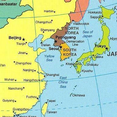 What is the capital of the starred country on this map of Eastern Asia?

A. Seoul
B. Beijing
C. Tai