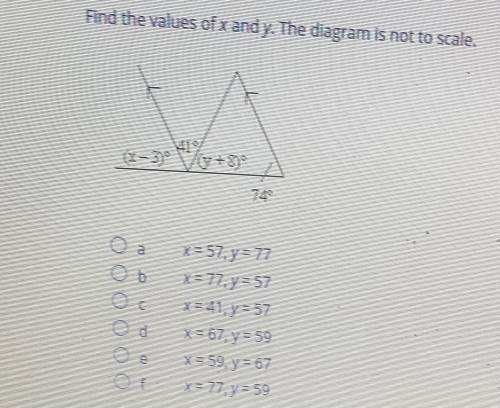 Find the answer for x and y
