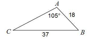 Solve the triangle. Round your answers to the nearest tenth.

Answer Options:
A. m∠B=47, m∠C=28, b