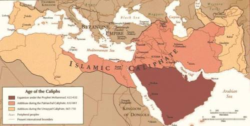This map shows the spread of Islam by 750 CE. Which list of present-day nations best represents the
