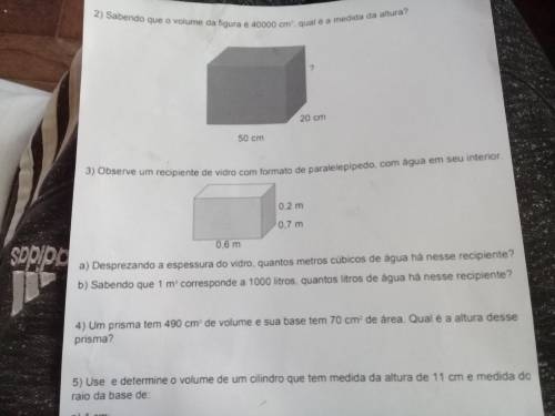 Trabalho de matemática

Tem perguntas q eu n imprimi:
A)Qual é a medida de volume de um cubo com a