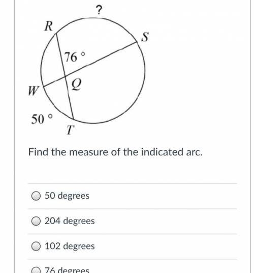 Find the measure of the indicated arc.