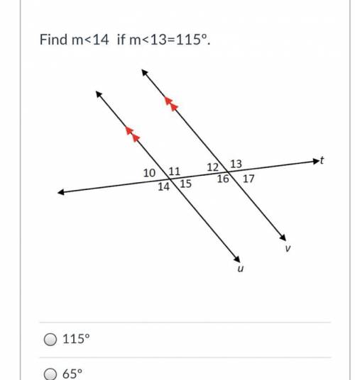 Find m<14 if m<13=115º.