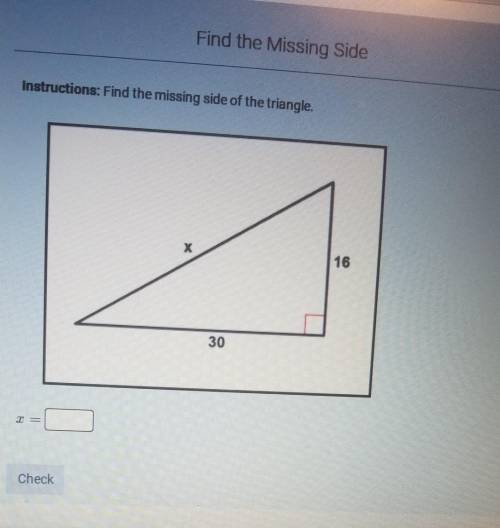 Find the missing side of the triangle.​