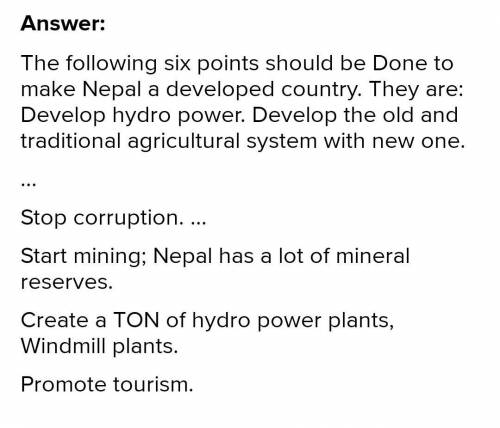 What kind of development is essential for your country? Write in six points.​