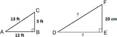 Triangles ABC and DEF are similar triangles. What are the lengths of the unknown sides?

A) 
DF =