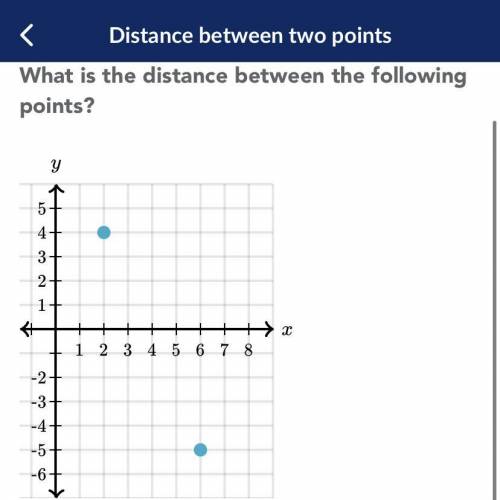 What is the distance between the following points ?