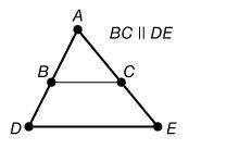 If BC = 5, DE = 9, and AB = 4, what is the length of AD?
7
8
7.2
7.5