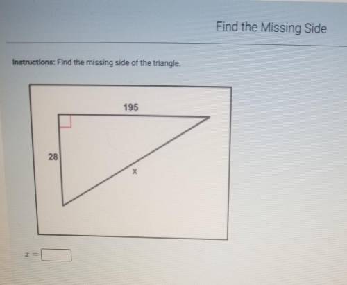Find the missing side of the triangle​
