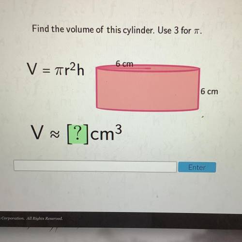 Find the volume of this cylinder. 
ASAP