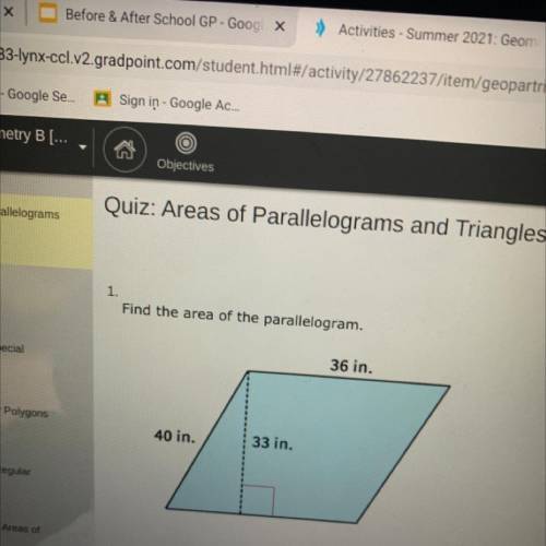 PLEASE HELP!!
Find the area of the parallelogram.