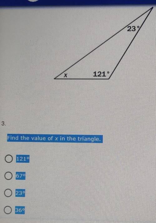 Find the value of x in the triangle.​