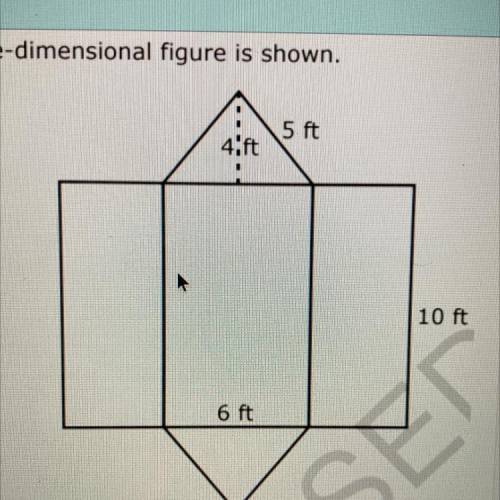 A net of a three-dimensional figure is shown. What is the surface area of the three-dimensional fig