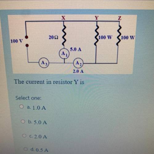 The current in resistor Y is..?