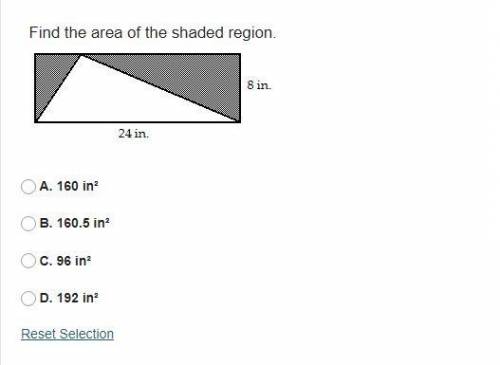 Find the area of the shaded region.

A. 160 in²
B. 160.5 in²
C. 96 in²
D. 192 in²