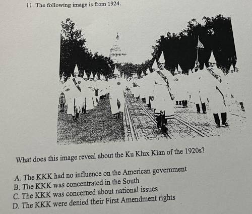 11. The following image is from 1924.

What does this image reveal about the Ku Klux Klan of the 1