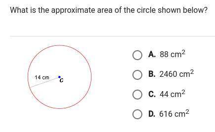 What is the approximate area of the circle shown below?